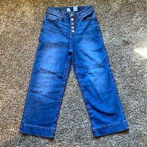 Denim high waist flare crops
